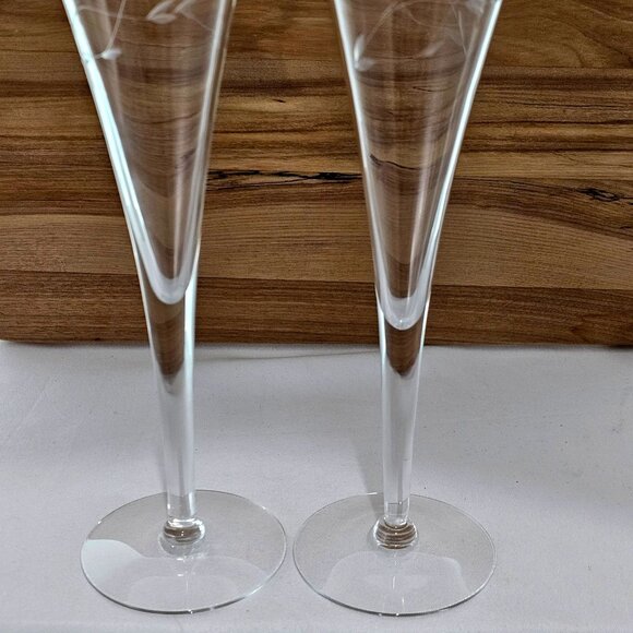Princess House Heritage Crystal Fluted Champagne Glasses 10" elegant etched glas - Picture 6 of 8